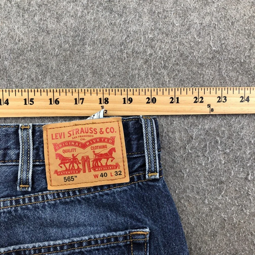 Levis 565 Jeans Mens 40x30 Blue Medium Wash Relaxed Straight Denim Pants Casual